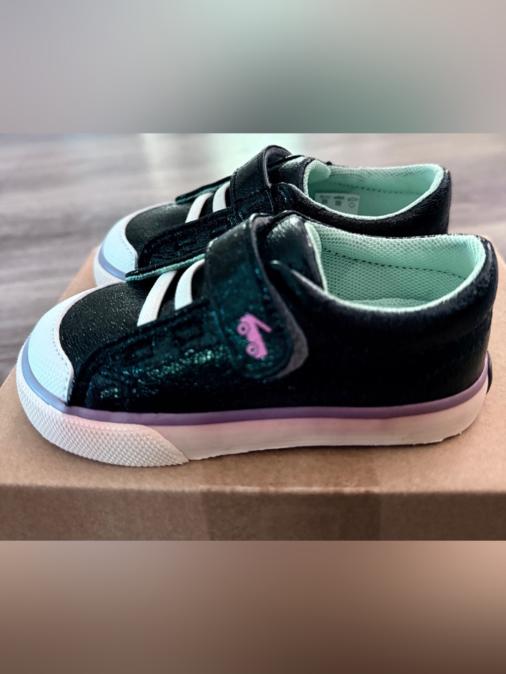 See Kai Run Alex Black Metallic low-top toddler sneaker